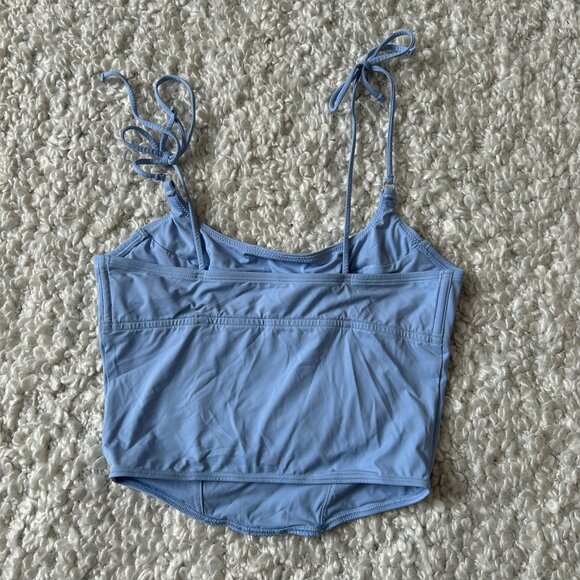 Hollister Gilly Hicks Micro Corset Tie Strap Tank Top Cropped Size Medium Blue - Picture 5 of 5